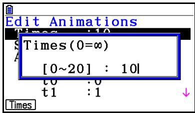 CASIO FX COLOR GRAPH 20 - Exemple : Pendant l'écran d'animation créé avec la procédure décrite sous « Pour tracer un lieu de point », utilisez l'écran Edit Animations pour modifier l'animation - 2