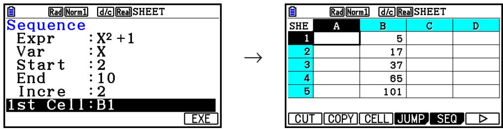 CASIO FX COLOR GRAPH 20 - - Saisie automatique d'une suite numérique à partir d'une expression de fonction - 2
