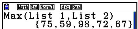 Math Rad Norm1 d/c Real Max(List 1, List 2) {75, 59, 98, 72, 67}