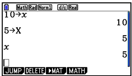 CASIO FX COLOR GRAPH 20 - Exemple 3 Affectez 10 à x, puis affectez 5 à X. Vérifiez ensuite la valeur affectée à x. - 4