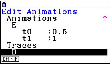 CASIO FX COLOR GRAPH 20 - Exemple : Pendant l'écran d'animation créé avec la procédure décrite sous « Pour tracer un lieu de point », utilisez l'écran Edit Animations pour modifier l'animation - 9