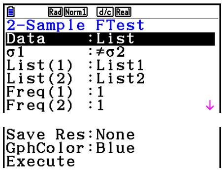 CASIO FX COLOR GRAPH 20 - ■ Test F à 2 échantillons - 1