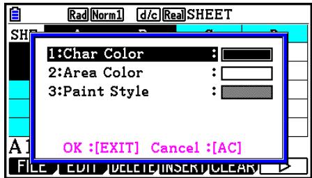 CASIO FX COLOR GRAPH 20 - - Pour spécifier la mise en forme de la cellule - 1