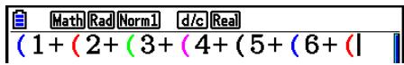 CASIO FX COLOR GRAPH 20 - ■ Couleurs des parenthèses pendant la saisie d'une formule de calcul - 1