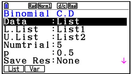 CASIO FX COLOR GRAPH 20 - • Distribution binomiale cumulative - 1