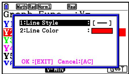 CASIO FX COLOR GRAPH 20 - ■ Changement des propriétés d'un graphe - 1