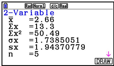 CASIO FX COLOR GRAPH 20 - ■ Affichage des résultats du calcul d'un graphe à variable double - 1