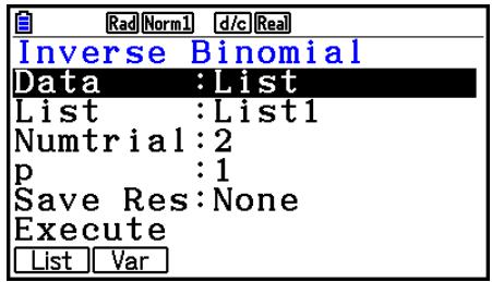 CASIO FX COLOR GRAPH 20 - - Distribution binomiale cumulative inverse - 1