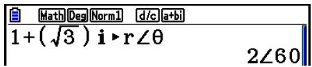 CASIO FX COLOR GRAPH 20 - ■ Forme polaire et transformation sous forme rectangulaire (algébrique) - 2
