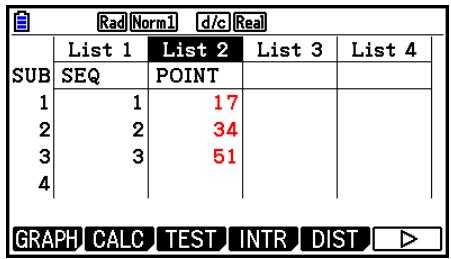 CASIO FX COLOR GRAPH 20 - - Pour modifier la couleur de toutes les données dans une liste particulière - 2