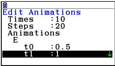 CASIO FX COLOR GRAPH 20 - Exemple : Pendant l'écran d'animation créé avec la procédure décrite sous « Pour tracer un lieu de point », utilisez l'écran Edit Animations pour modifier l'animation - 7