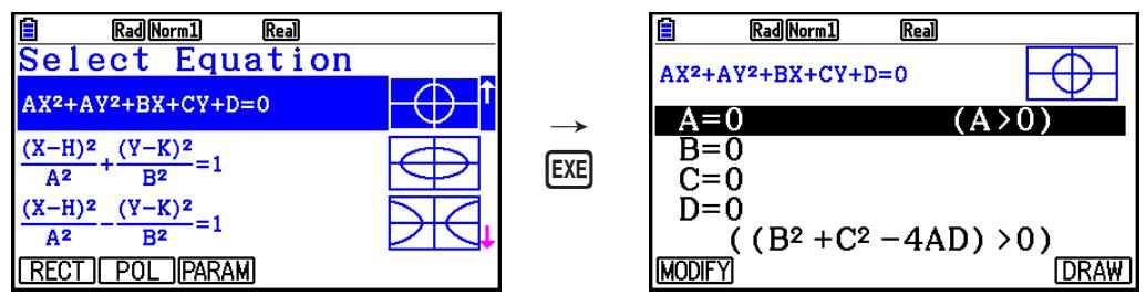 CASIO FX COLOR GRAPH 20 - ■ Tracé du graphe d'une section conique - 1
