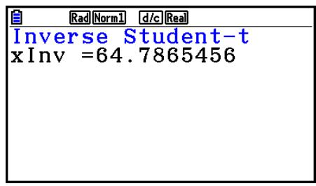 CASIO FX COLOR GRAPH 20 - - Distribution t de Student cumulative inverse - 3