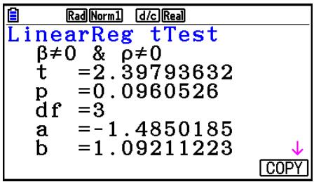 CASIO FX COLOR GRAPH 20 - - Test t à régression linéaire - 2