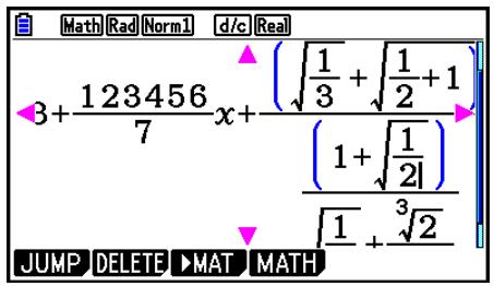 CASIO FX COLOR GRAPH 20 - - Si le calcul est trop long pour s'afficher complètement dans la fenêtre d'affichage - 1