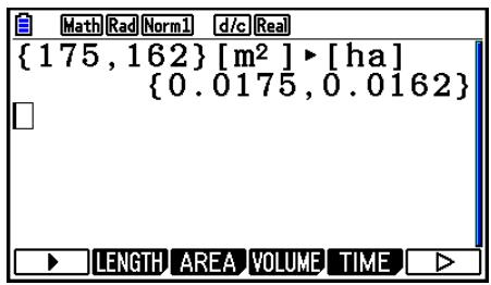 CASIO FX COLOR GRAPH 20 - Exemple 2 Convertir {175, 162} mètres carrés en hectares - 2