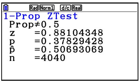 CASIO FX COLOR GRAPH 20 - - Test Z à 1 proportion - 2