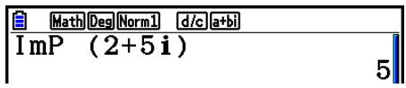 Math Deg Norm1 d/c a+bi ImP (2+5 i) 5