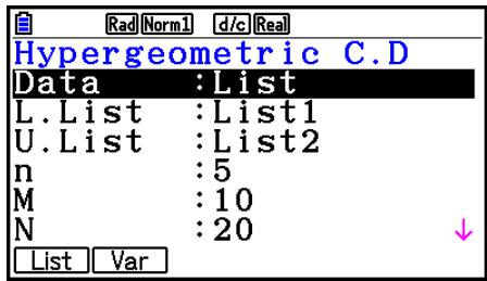 CASIO FX COLOR GRAPH 20 - - Distribution hypergéométrique cumulative - 1