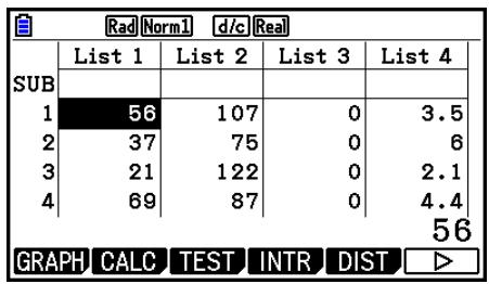 CASIO FX COLOR GRAPH 20 - - Pour saisir des valeurs une à une - 1