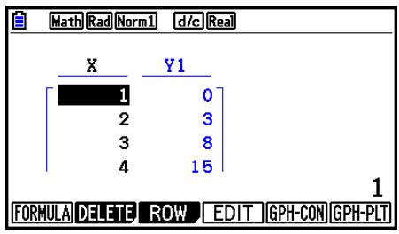 CASIO FX COLOR GRAPH 20 - Exemple Utiliser le mode Table pour créer un tableau de chiffres pour la formule (Y1 = x^2 - 1) , puis copiez le tableau dans la liste 1 du mode Statistics - 1