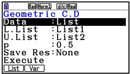 CASIO FX COLOR GRAPH 20 - - Distribution géométrique cumulative - 1