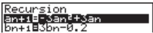 CASIO GRAPH 35,  GRAPH 35+ - Exemple 1 Déterminer si la formule de récurrence a_n+1 = -3a_n^2 + 3a_n est convergente ou divergente - 1