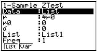 CASIO GRAPH 35,  GRAPH 35+ - - Test Z à 1 échantillon - 1