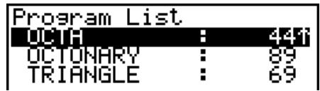 CASIO GRAPH 95 - Exemple Faire une recherche par initiales pour rappeler le programme nommé OCTA - 2
