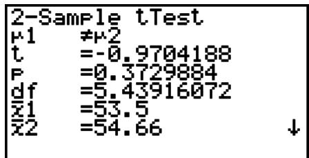 CASIO GRAPH 95 - - Test t à 2 échantillons - 4