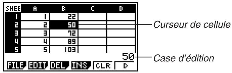 CASIO GRAPH 95 SD - Déplacement du curseur de cellule - 1
