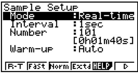 CASIO GRAPH 95 SD - - To configure Sample Setup settings - 1