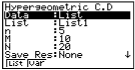 CASIO GRAPH 95 SD - - Loi hypergéométrique cumulative - 1