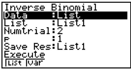 CASIO GRAPH 95 SD - - Loi binomialie cumulative inverse - 1