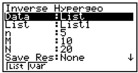 CASIO GRAPH 95 SD - - Loi hypergéométrique cumulative inverse - 1