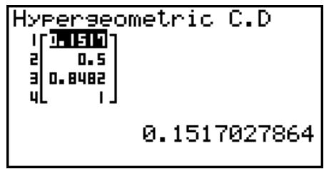 CASIO GRAPH 95 SD - - Loi hypergéométrique cumulative - 2