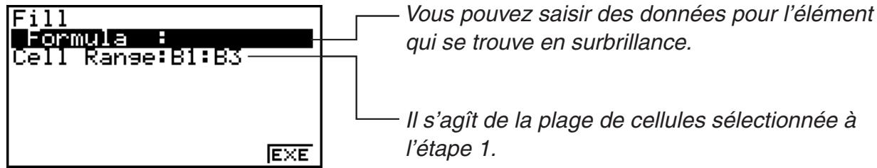 CASIO GRAPH 95 SD - - Procédure de saisie de la même formule dans une plage de cellules - 1