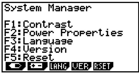 CASIO GRAPH 95 SD - Utilisation du menu de réglages du système - 1