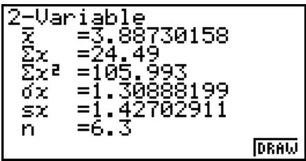 CASIO GRAPH 95 SD - ■ Affichage des résultats du calcul d'un graphe à variable double - 1