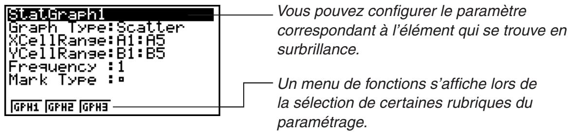 CASIO GRAPH 95 SD - - Configuration des paramètres de graphes statistiques - 1