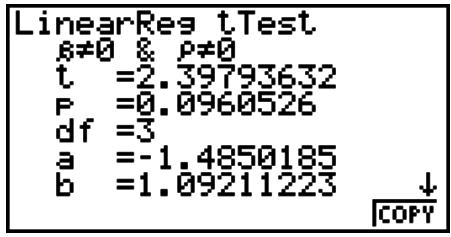 CASIO GRAPH 95 SD - - Test t à régression linéaire - 2
