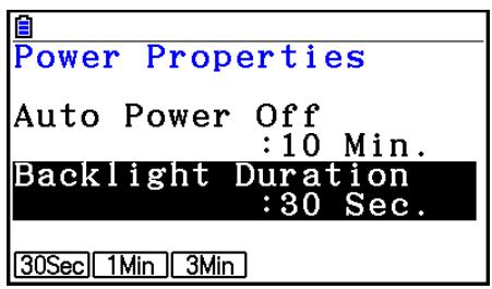CASIO GRAPH COLOR FX-CG20 - - Pour spécifique la durée du rétroéclairage - 1