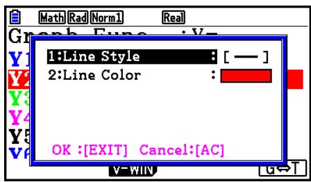 CASIO GRAPH COLOR FX-CG20 - - Pour modifier les propriétés d'un graphe depuis l'écran de liste de relation du graphe - 1