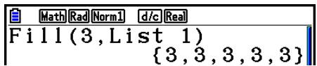 CASIO GRAPH COLOR FX-CG20 - Exemple Remplacer tous les éléments de données de la liste 1 par le nombre 3 - 1