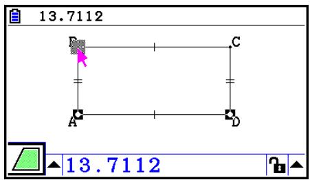 CASIO GRAPH COLOR FX-CG20 - Exemple : Pour utiliser le rectangle ABCD pour déterminer les aires des triangles formés par les points A, D et B et par les points A, D et C - 2