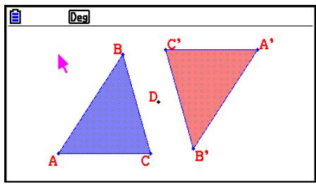 CASIO GRAPH COLOR FX-CG20 - Exemple : Pour calculer la somme des aires de deux triangles affichés, puis afficher l'expression et les résultats du calcul - 1