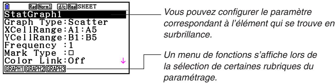 CASIO GRAPH COLOR FX-CG20 - - Configuration des paramètres de graphes statistiques - 1