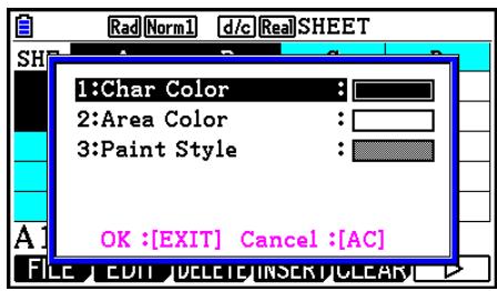 CASIO GRAPH COLOR FX-CG20 - - Pour spécifique la mise en forme de la cellule - 1