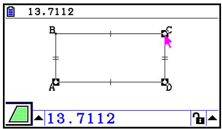 CASIO GRAPH COLOR FX-CG20 - Exemple : Pour utiliser le rectangle ABCD pour déterminer les aires des triangles formés par les points A, D et B et par les points A, D et C - 3
