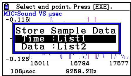 CASIO GRAPH COLOR FX-CG20 - To transform sampled data to list data - 3